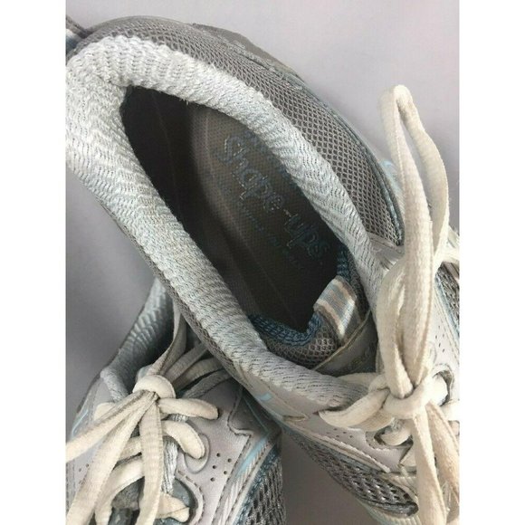 Skechers Shape Ups 12320 Silver Blue Leather Toning Rocker Walking Shoes Sz 7.5 - Picture 9 of 12